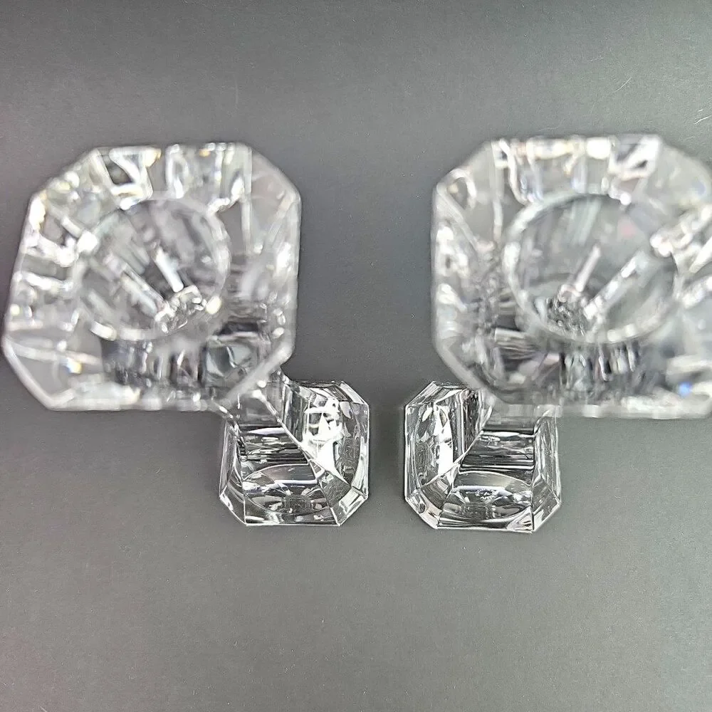 Villeroy & Boch Crystal Candlesticks Clear Candle Holders 6.5 in Tall Pair of 2